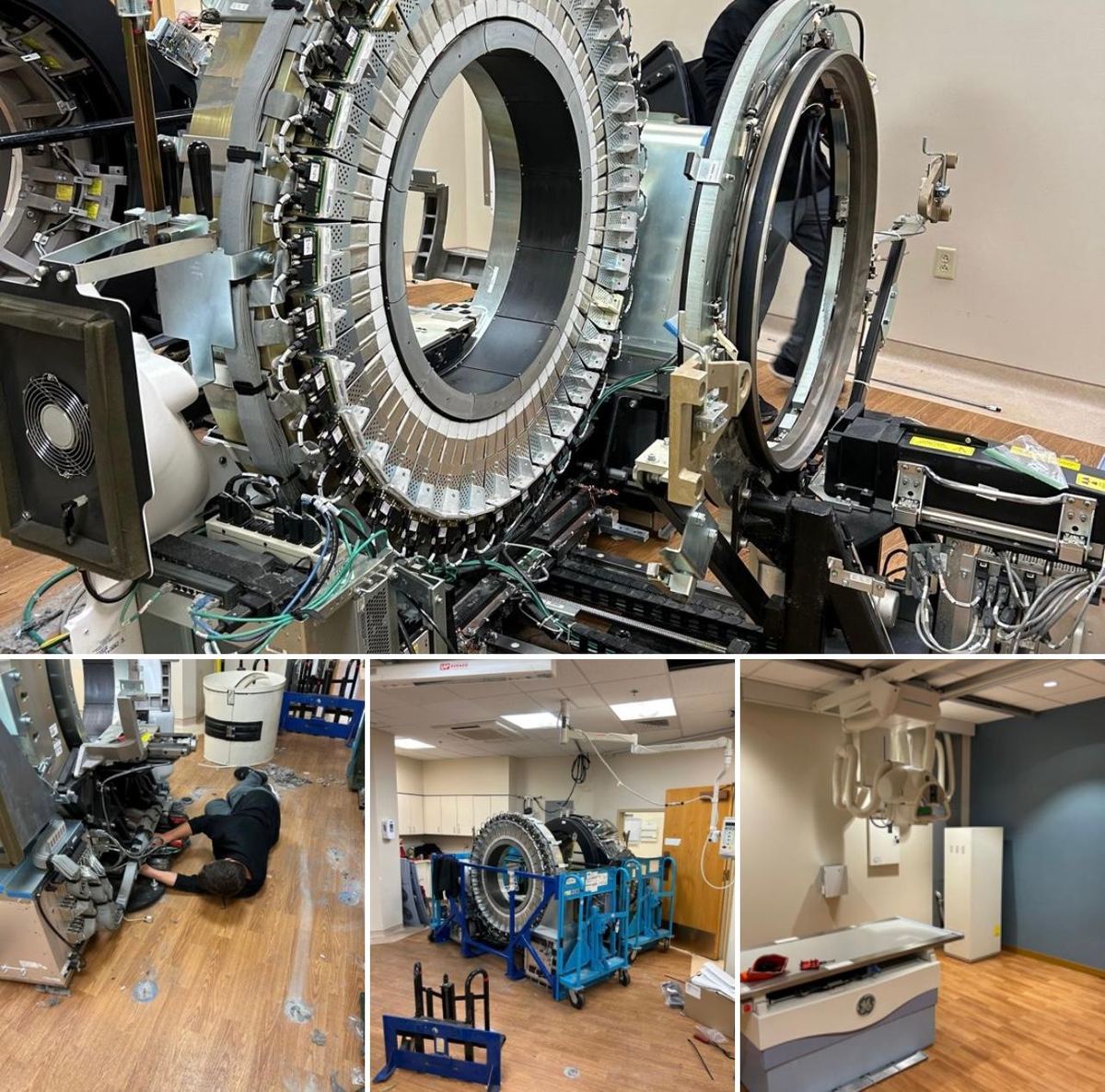 CT scanner opened up and stripped to components ready for removal
